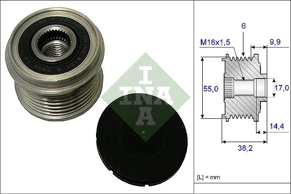 Embraiagem de roda livre, alternador INA 535 0216 10