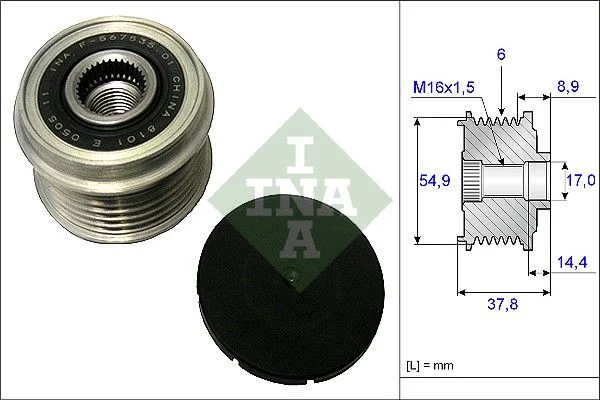 Embraiagem de roda livre, alternador INA 535 0217 10