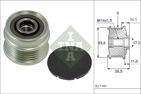 Embraiagem de roda livre, alternador INA 535 0218 10