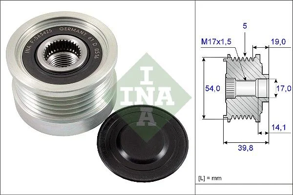 Embraiagem de roda livre, alternador INA 535022110