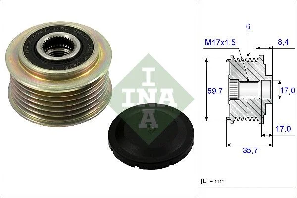 Embraiagem de roda livre, alternador INA 535022510