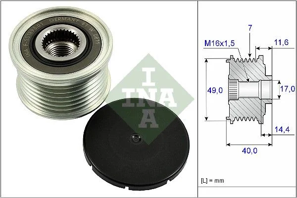 Embraiagem de roda livre, alternador INA 535 0254 10