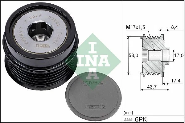 Embraiagem de roda livre, alternador INA 535 0281 10