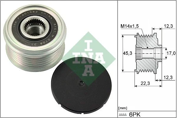 Embraiagem de roda livre, alternador INA 535 0291 10