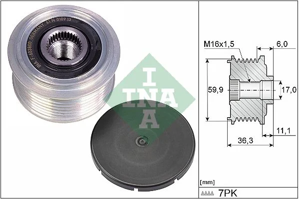 Embraiagem de roda livre, alternador INA 535 0309 10