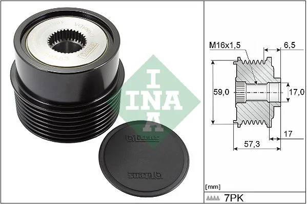 Embraiagem de roda livre, alternador INA 535 0314 10