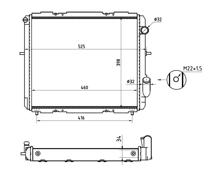 Radiator, engine cooling NRF 507345A