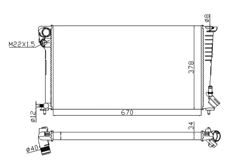 Radiator, engine cooling NRF 509510A