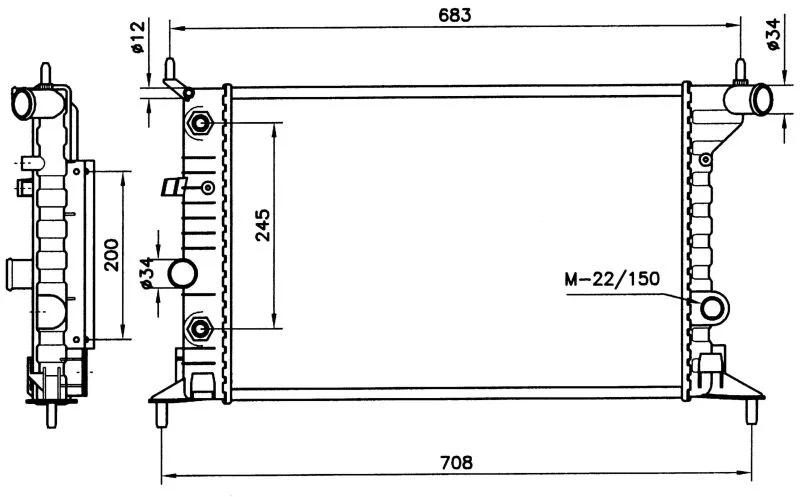 Radiator, engine cooling NRF 519516