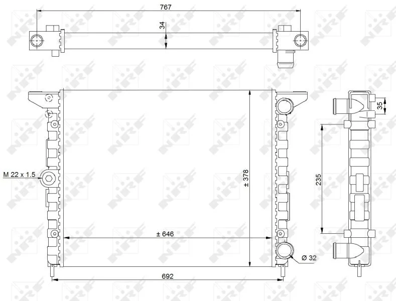 Radiador, arrefecimento do motor NRF 519523