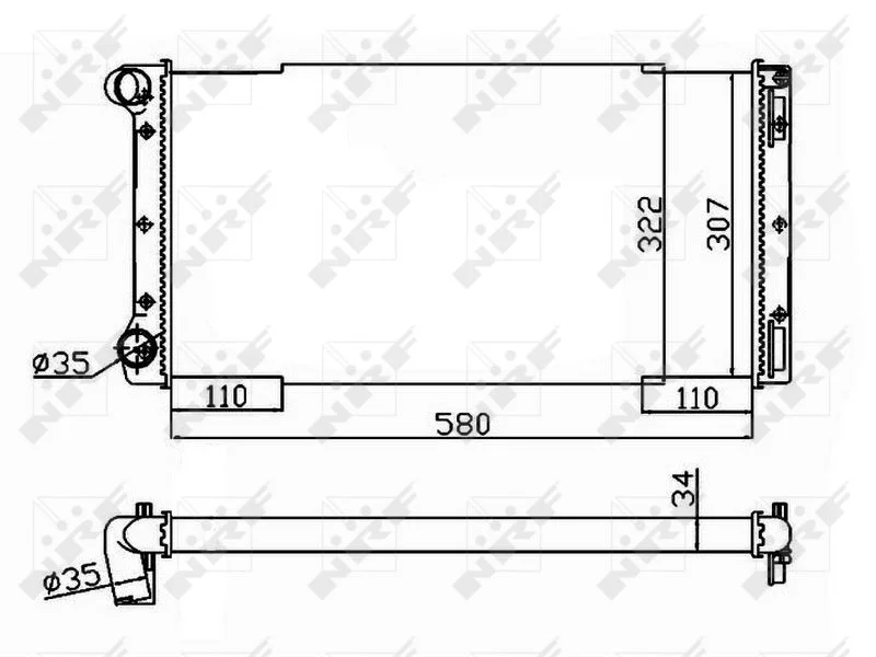 Radiador, arrefecimento do motor NRF 53229