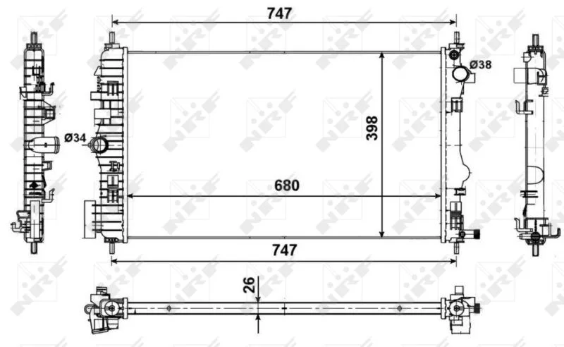 Radiador, arrefecimento do motor NRF 53774