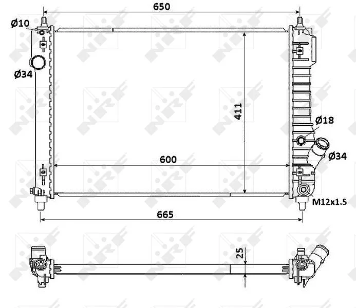 Radiador, arrefecimento do motor NRF 53903