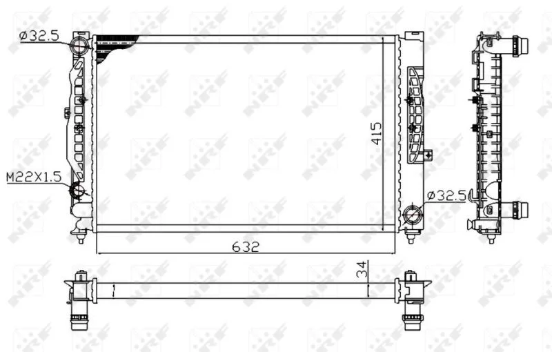 Radiador, arrefecimento do motor NRF 539504A