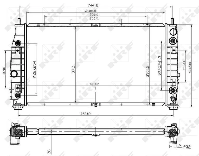Radiator, engine cooling NRF 53954