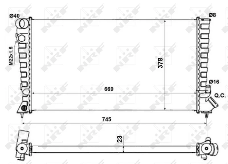 Radiator, engine cooling NRF 58189A