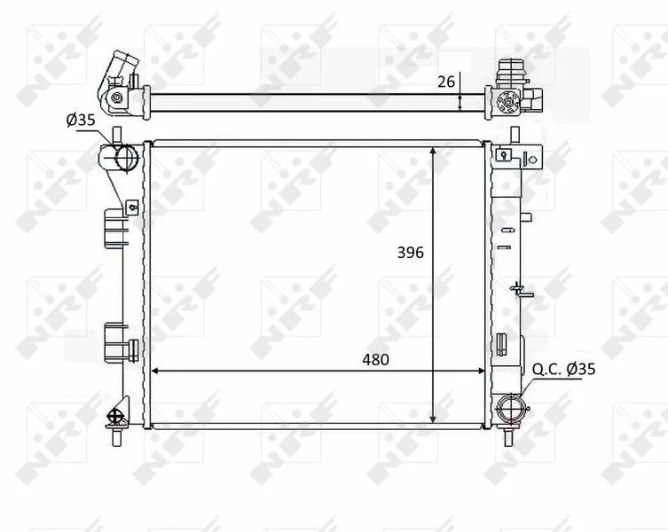 Radiator, engine cooling NRF 58522