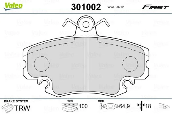 Conjunto de pastilhas de travão de disco VALEO 301002