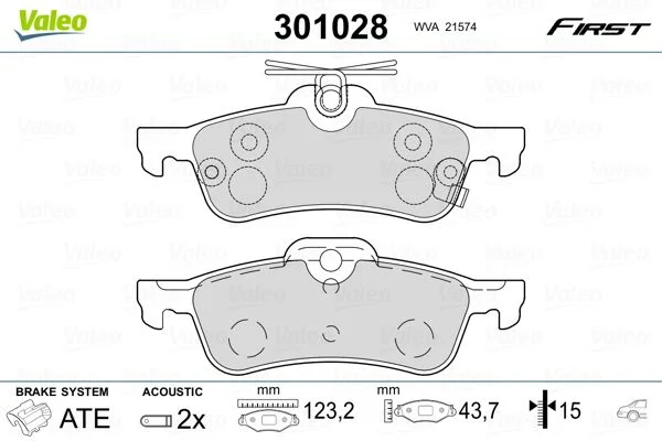 Brake Pad Set, disc brake VALEO 301028