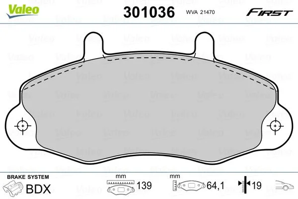 Conjunto de pastilhas de travão de disco VALEO 301036