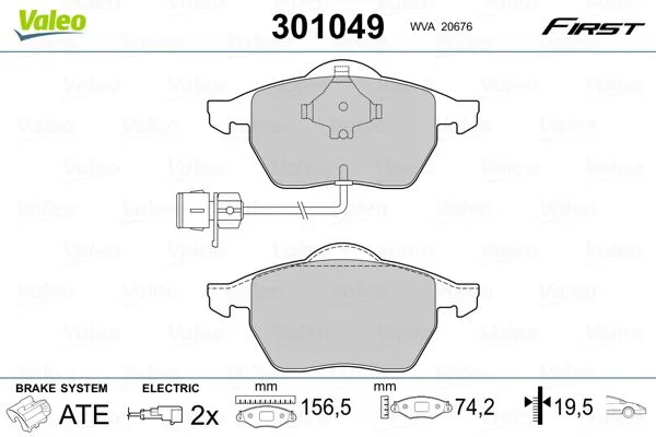 Conjunto de pastilhas de travão de disco VALEO 301049