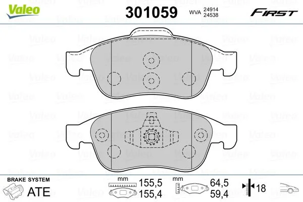 Brake Pad Set, disc brake VALEO 301059