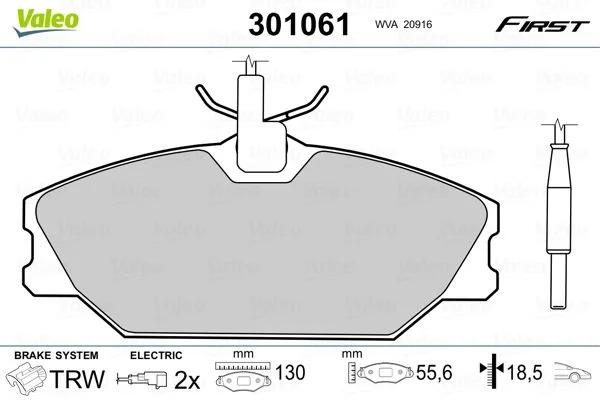 Conjunto de pastilhas de travão de disco VALEO 301061