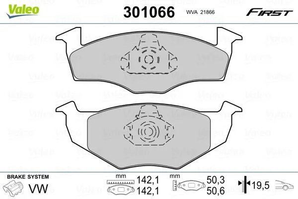 Conjunto de pastilhas de travão de disco VALEO 301066