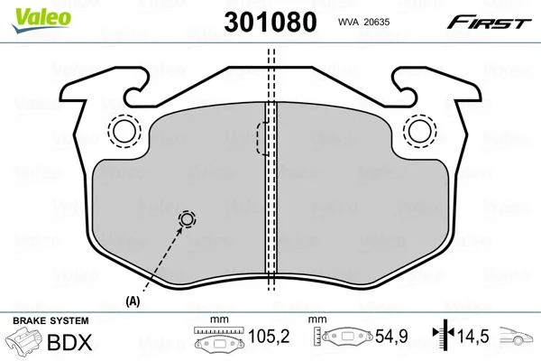 Conjunto de pastilhas de travão de disco VALEO 301080