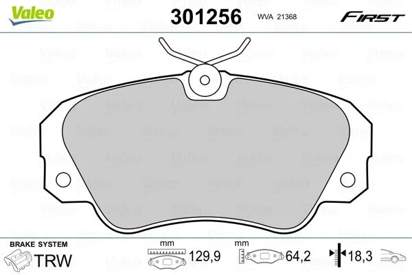 Conjunto de pastilhas de travão de disco VALEO 301256