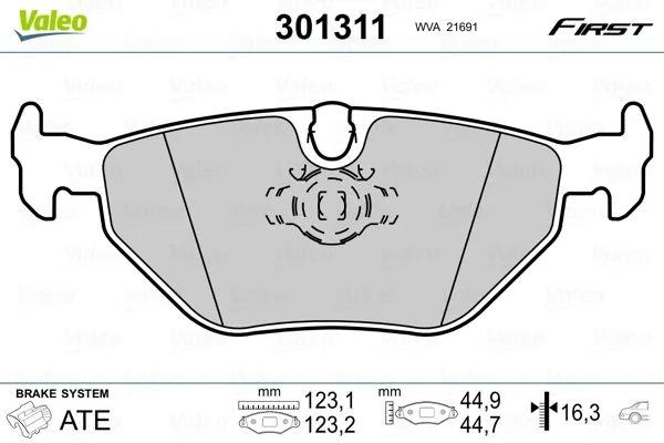 Conjunto de pastilhas de travão de disco VALEO 301311