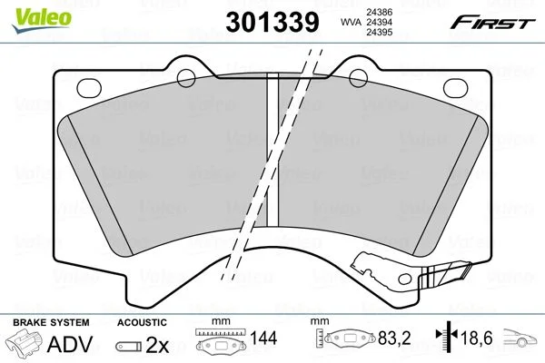 Brake Pad Set, disc brake VALEO 301339