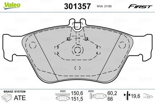 Conjunto de pastilhas de travão de disco VALEO 301357