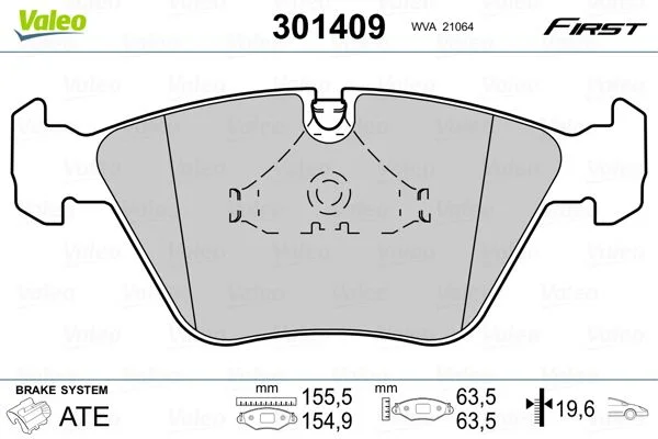 Conjunto de pastilhas de travão de disco VALEO 301409