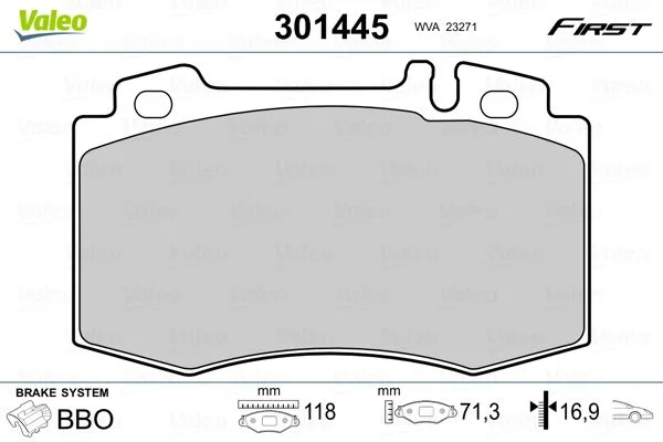 Brake Pad Set, disc brake VALEO 301445