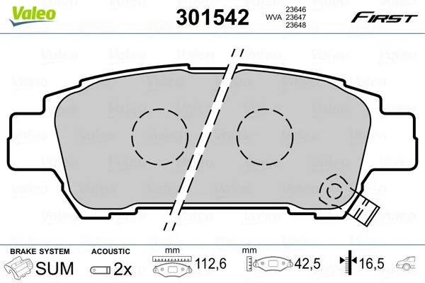 Conjunto de pastilhas de travão de disco VALEO 301542
