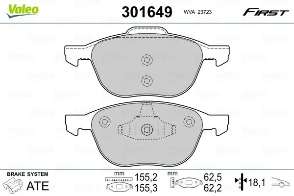 Conjunto de pastilhas de travão de disco VALEO 301649