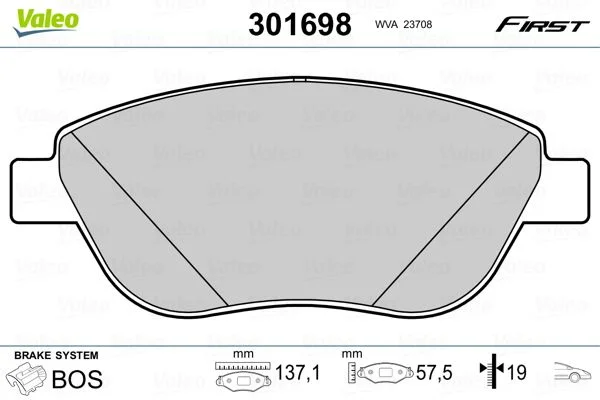 Conjunto de pastilhas de travão de disco VALEO 301698