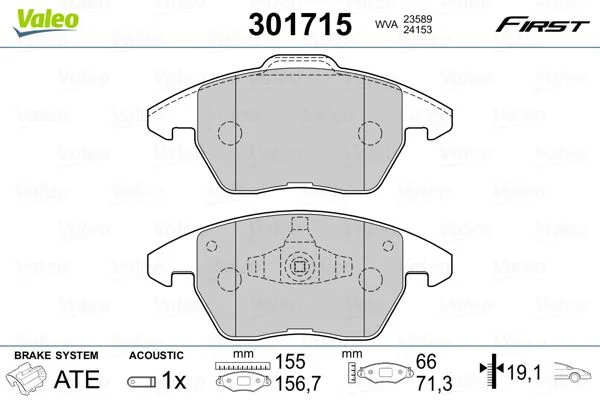 Brake Pad Set, disc brake VALEO 301715