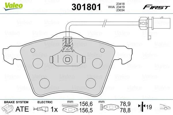 Conjunto de pastilhas de travão de disco VALEO 301801