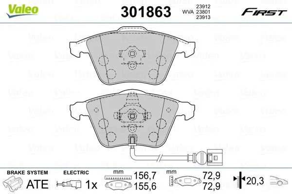 Conjunto de pastilhas de travão de disco VALEO 301863