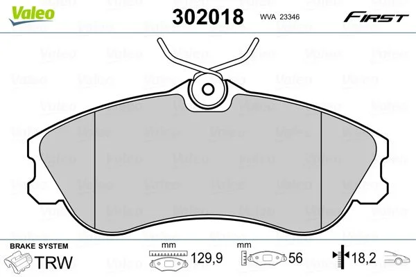 Conjunto de pastilhas de travão de disco VALEO 302018