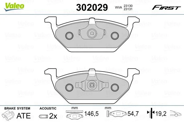 Conjunto de pastilhas de travão de disco VALEO 302029