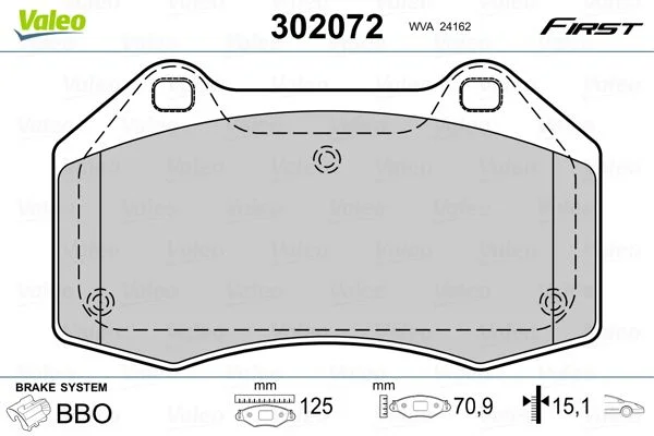 Conjunto de pastilhas de travão de disco VALEO 302072