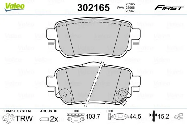 Conjunto de pastilhas de travão de disco VALEO 302165