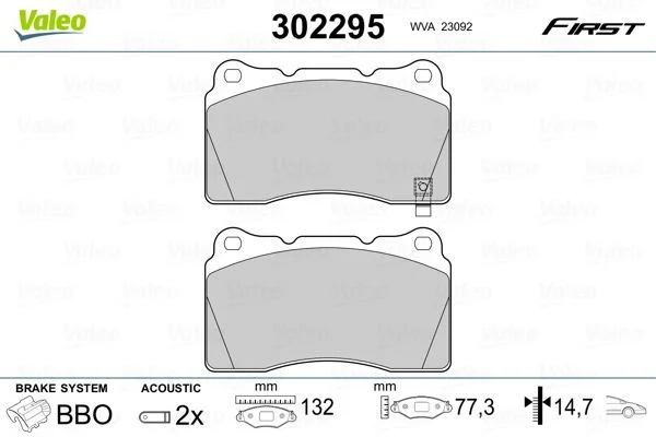 Conjunto de pastilhas de travão de disco VALEO 302295
