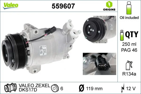 Compressor, ar condicionado VALEO 559607