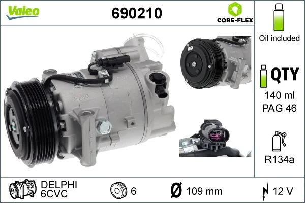 Compressor, ar condicionado VALEO 690210