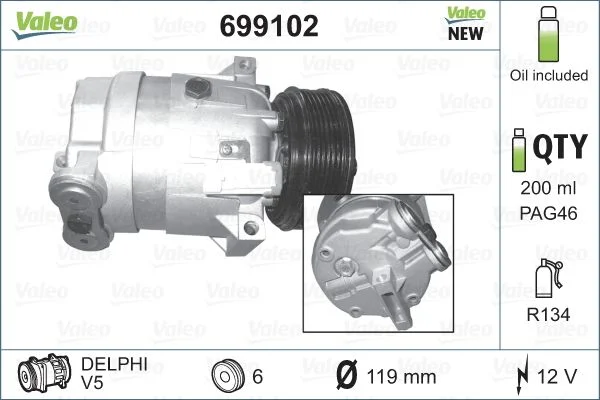 Compressor, ar condicionado VALEO 699102