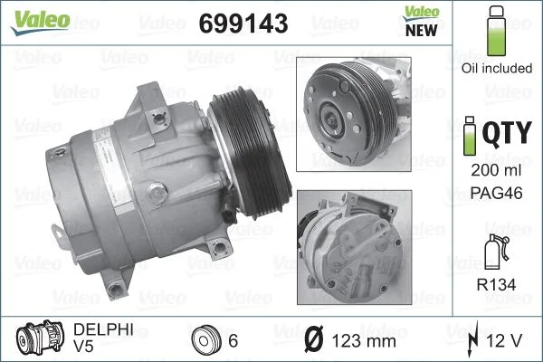 Compressor, ar condicionado VALEO 699143